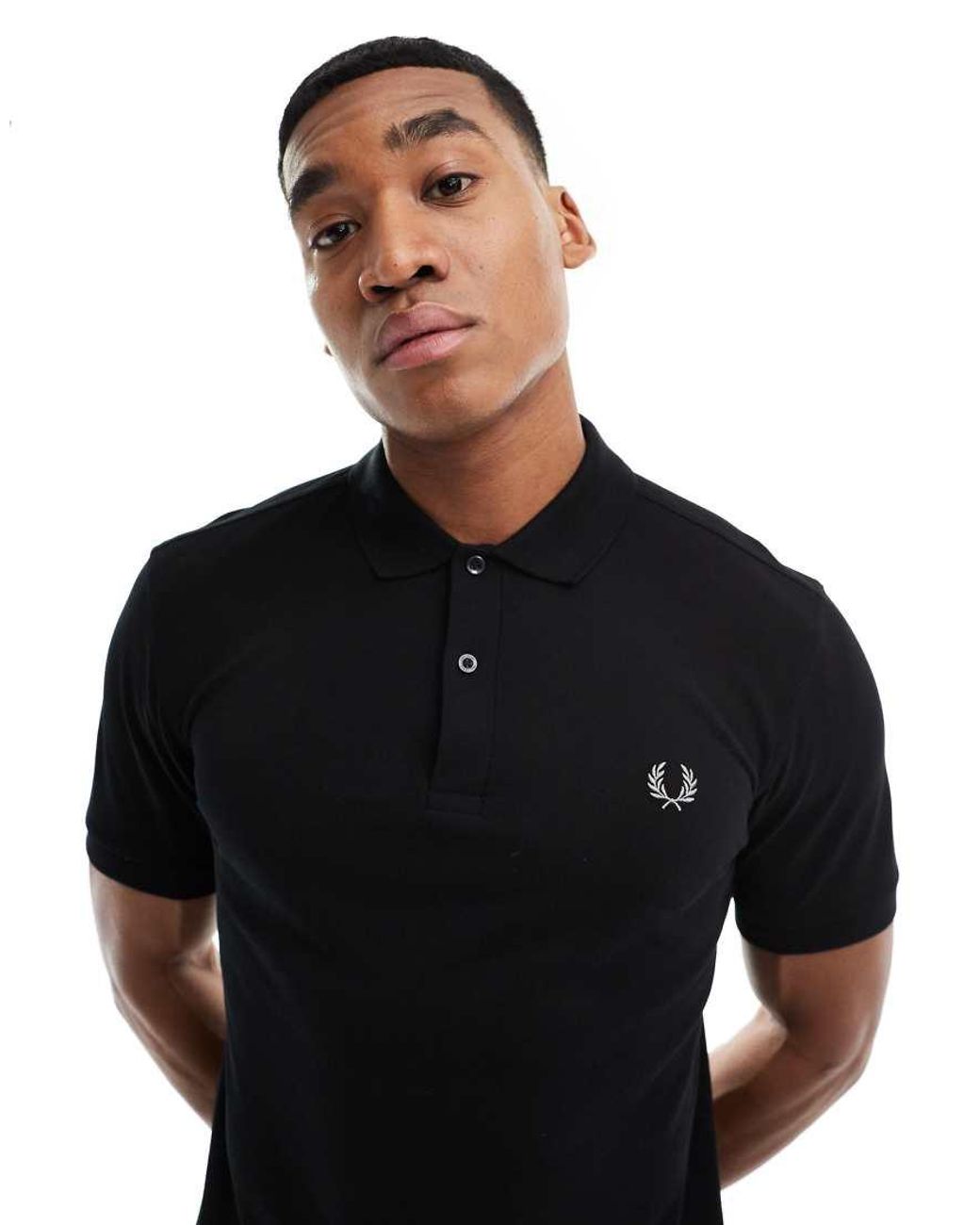 Fred Perry Black Plain Polo Shirt for men
