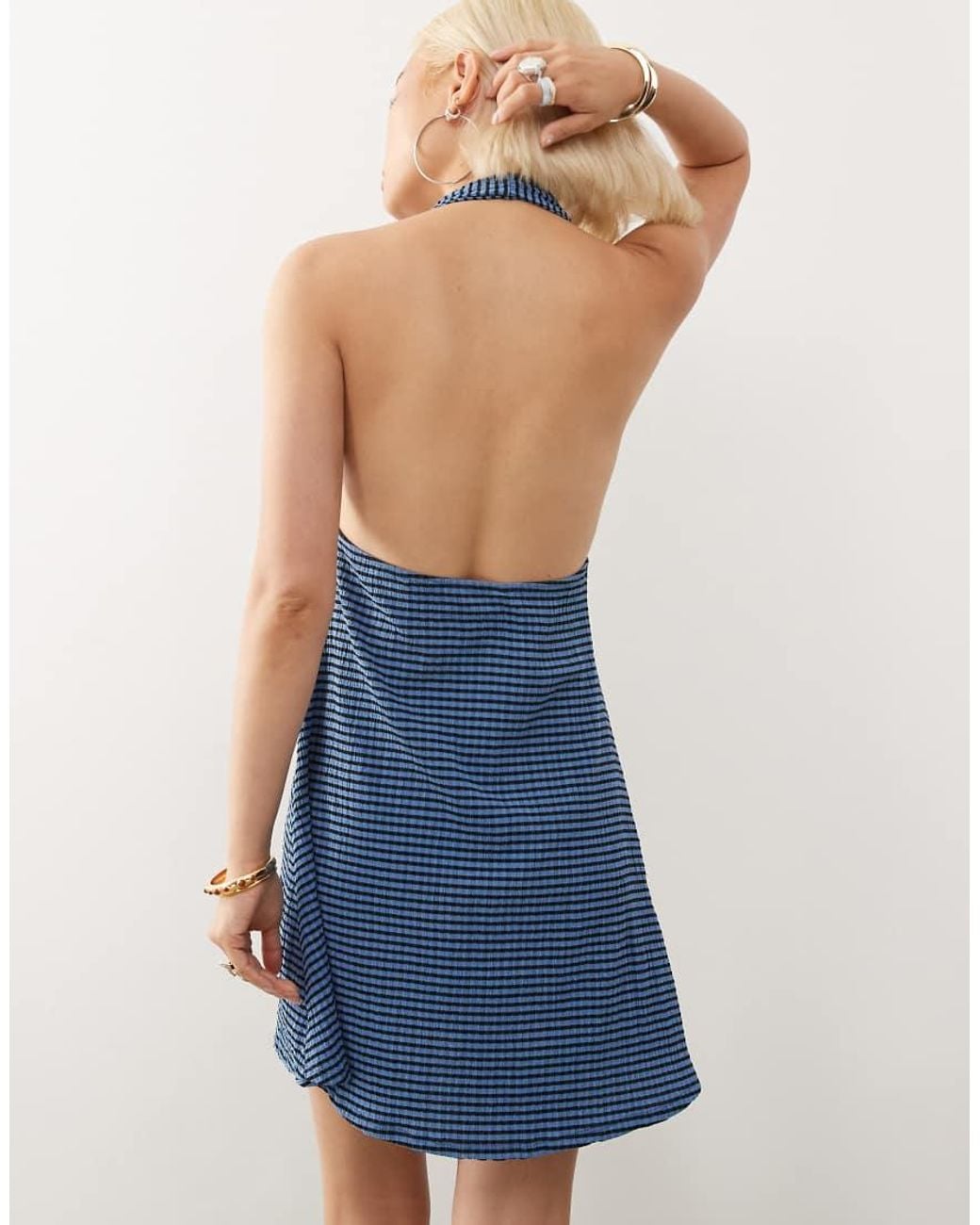Collusion Blue Halter Mini Dress