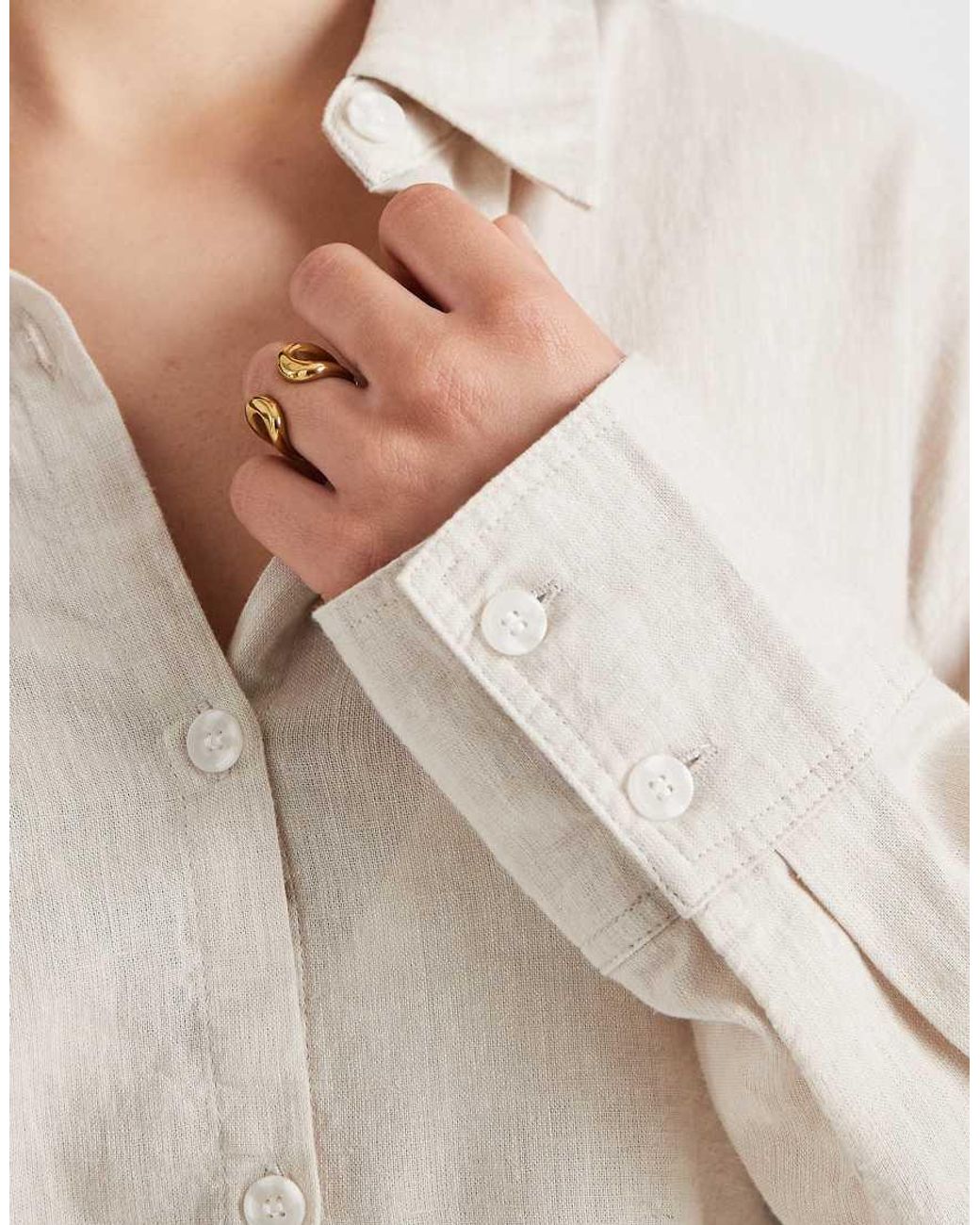Cotton On Natural Haven Oversized Dad Shirt Linen Blend