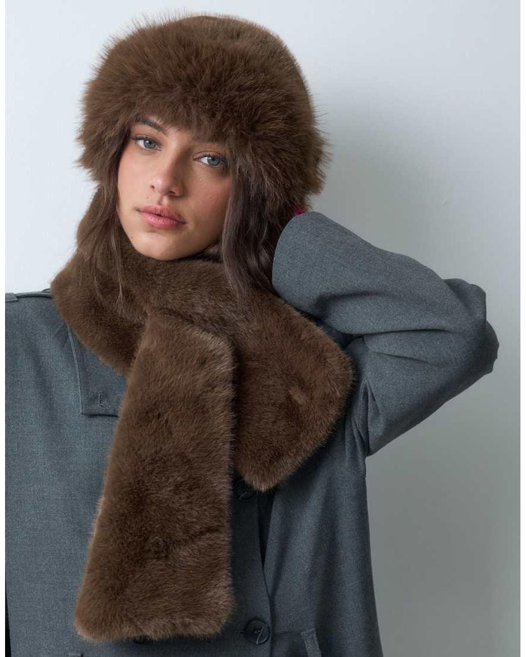 Vero Moda Brown Faux Fur Beanie