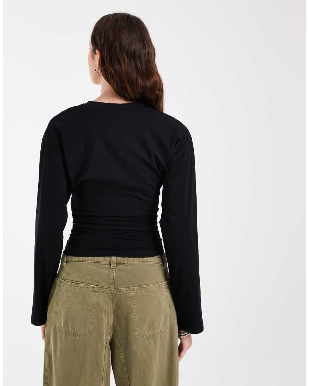 JJXX Black Long Sleeve Cinched Waist Top