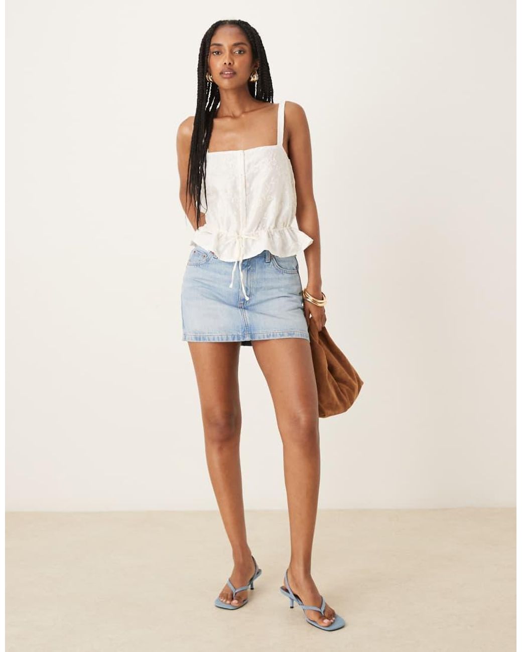 Motel White Zaraku Flocked Floral Cami Top