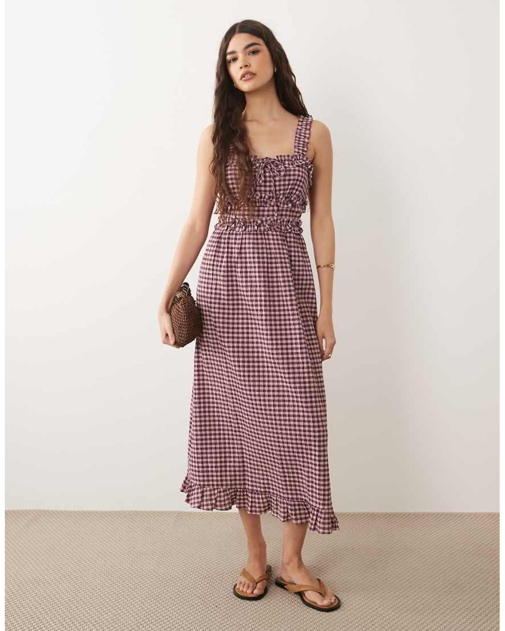 New Look Pink Tiered Sleeveless Milkmaid Midi Dress