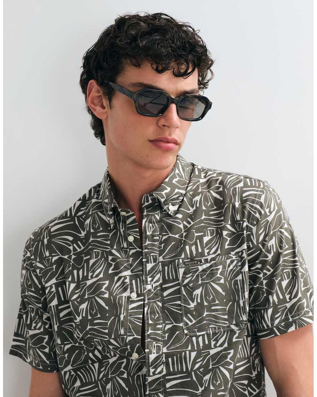 Barbour Gray Orton Short Sleeve Summmer Printed Shirt for men
