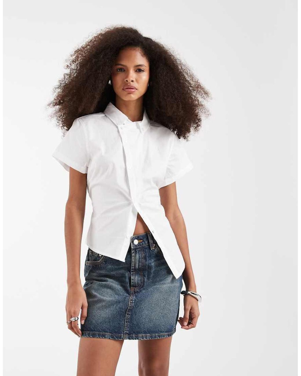 ASOS Blue Denim High Waisted Mini Skirt