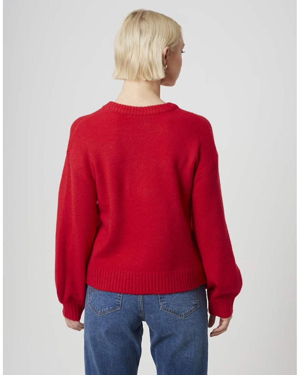 Brave Soul Red Sequin Candy Cane Christmas Jumper