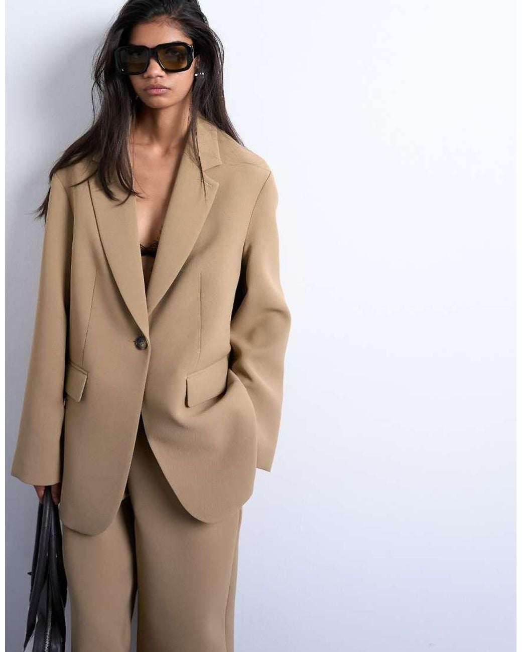 TOPSHOP Brown Oversized Slouchy Blazer