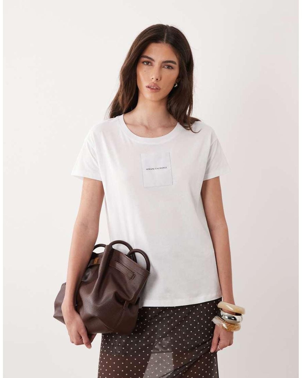 ARMANI EXCHANGE White Patch Logo T-shirt