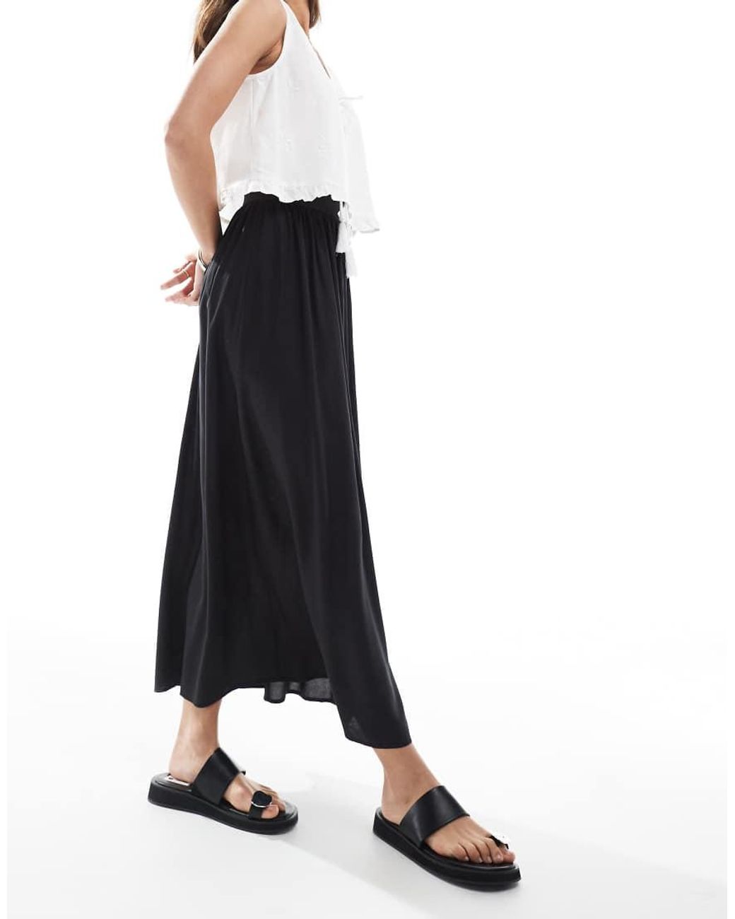 ONLY Blue Flowy Midi Skirt