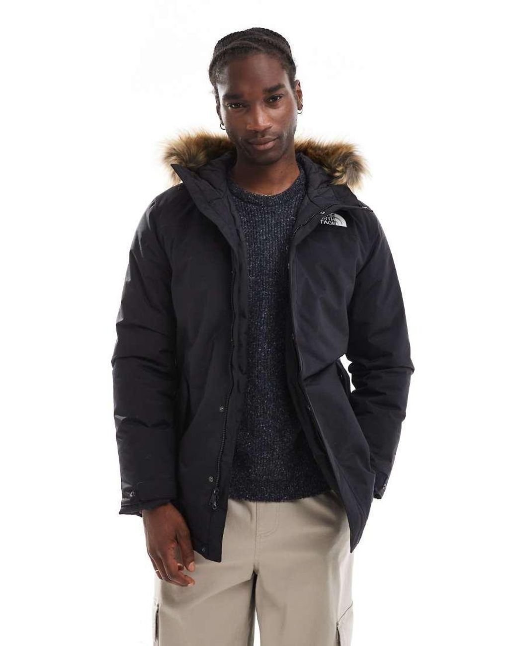 The North Face Blue Zaneck Faux Fur Hooded Parka for men