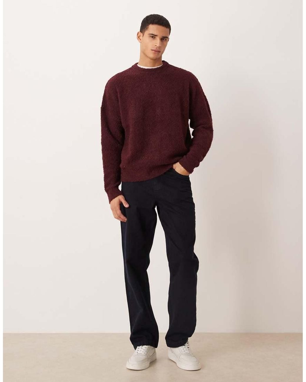 ASOS Red Super Oversized Knitted Boucle Jumper for men