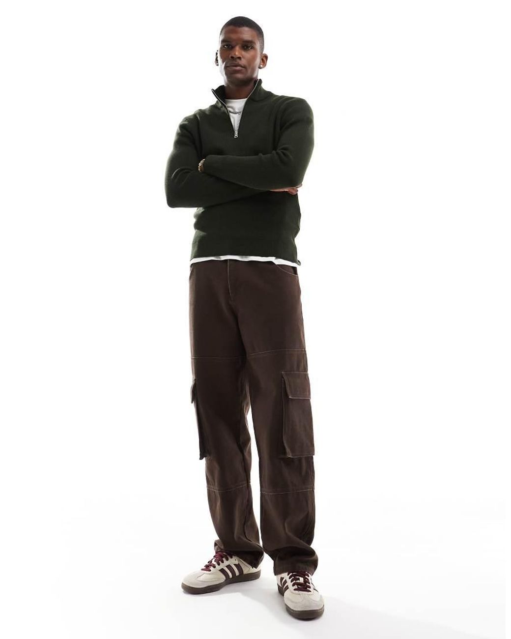 Only & Sons Black Ribbed Half Zip Jumper for men