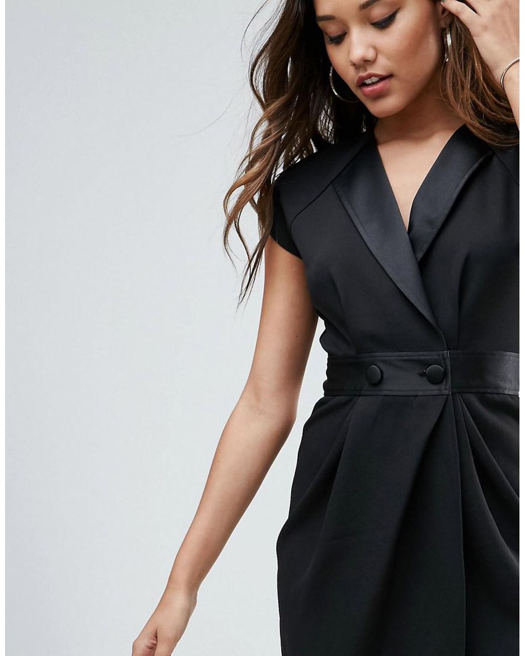 Black tuxedo midi dress hot sale