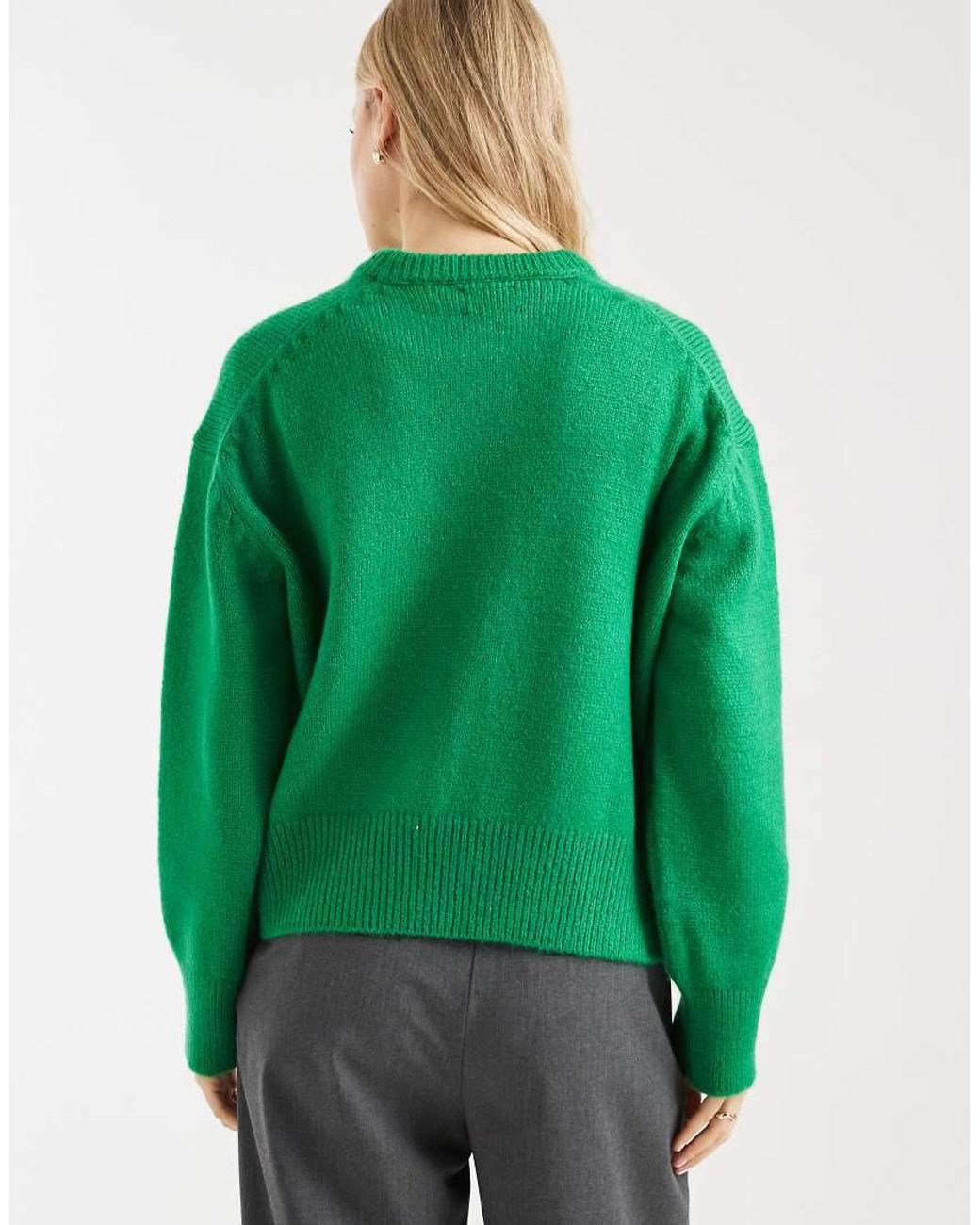 ASOS Green Boxy Crew Neck Jumper With Side Split Detail