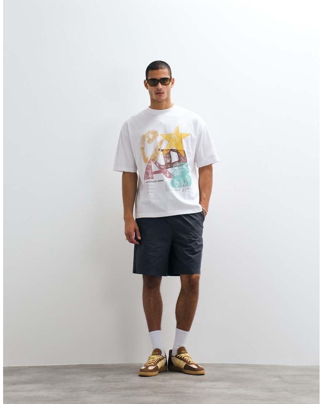 ASOS White Oversized T-shirt With Scribbled Text Print for men