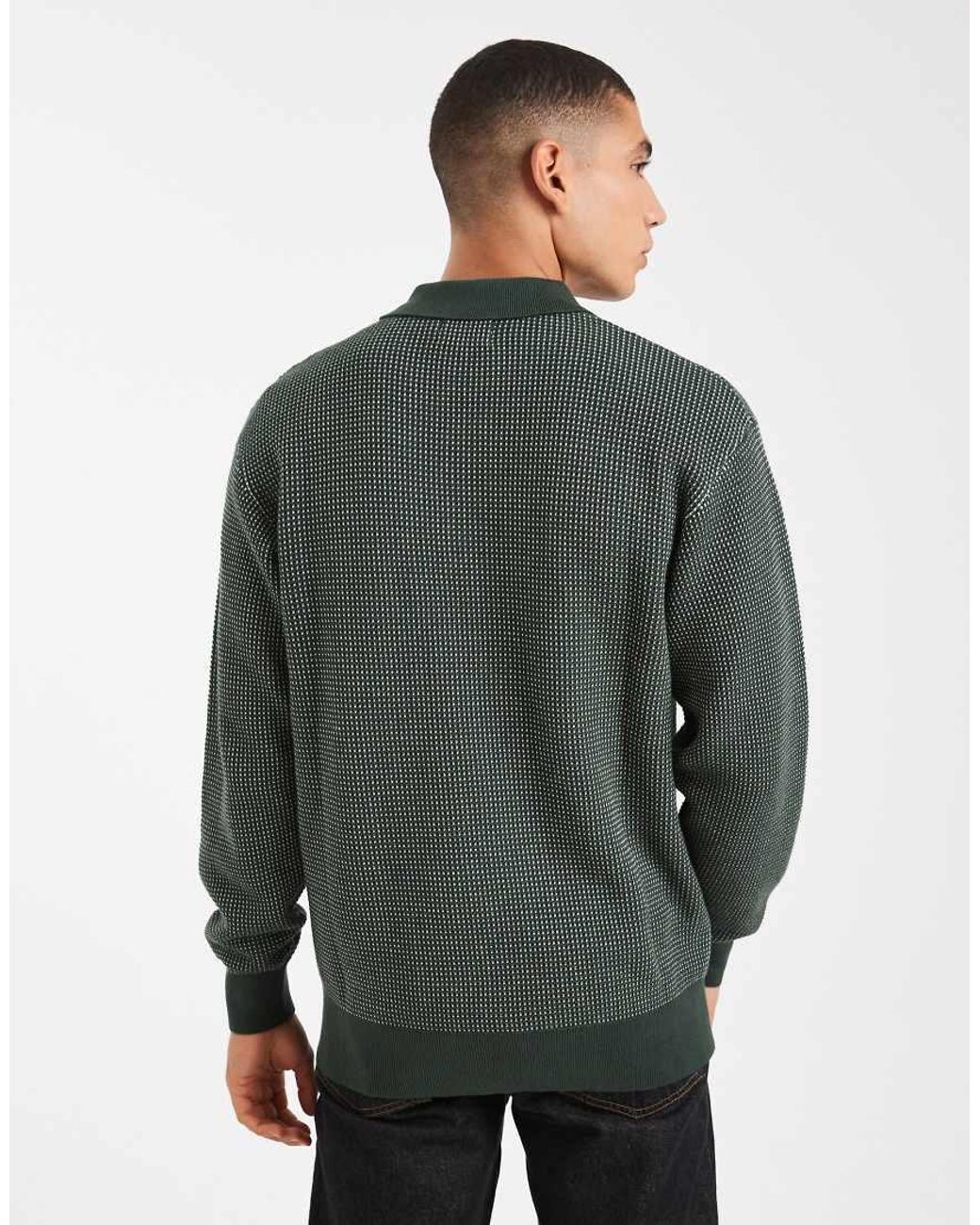 Farah Gray Gateacre Knitted Long Sleeve Polo Shirt for men