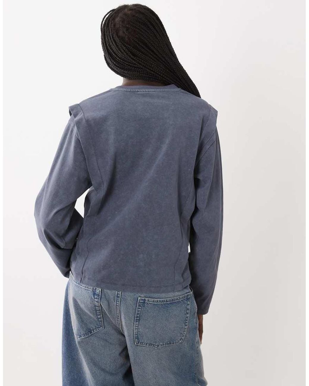 ASOS Blue Seam Detail Long Sleeve T-shirt