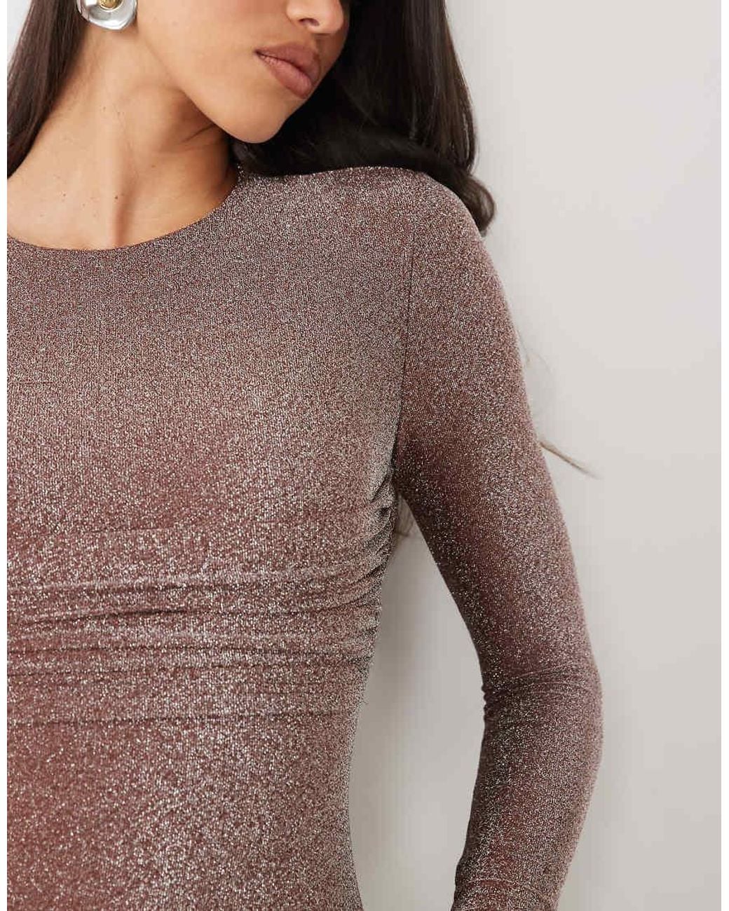 Ruched & Ready Multicolor Shimmer Metallic Sculpting Ruched Panel Detail Maxi Dress
