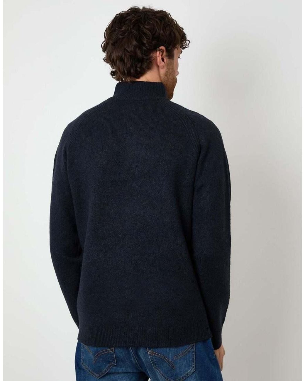 Threadbare Blue Raglan Rib Quarter Zip Knitted Jumper for men