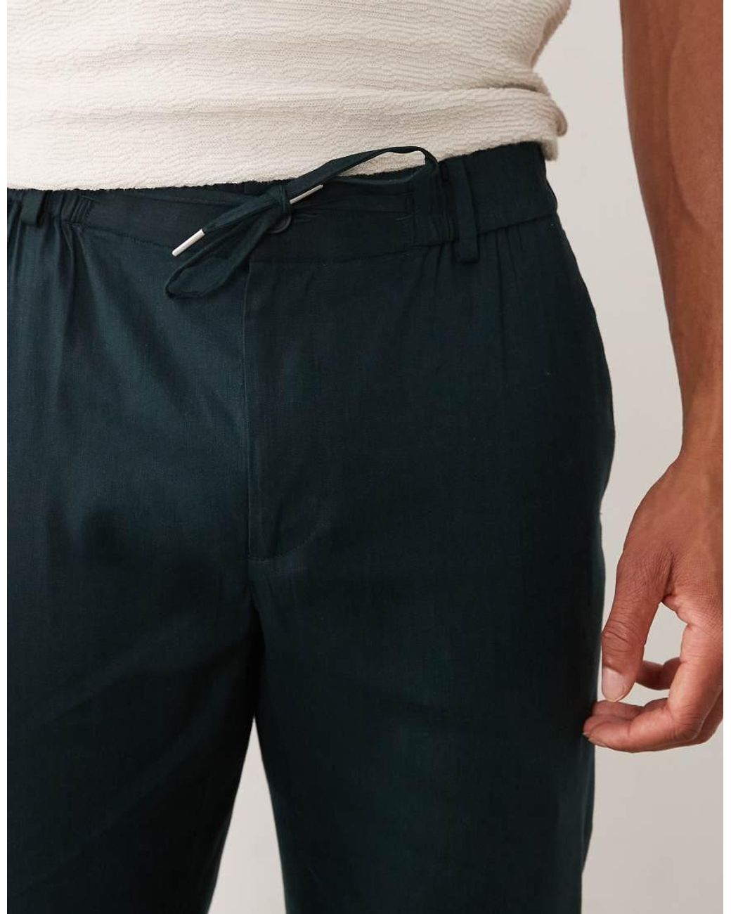 Mango Natural Linen Mix Straight Leg Trouser With Adjustable Waist for men
