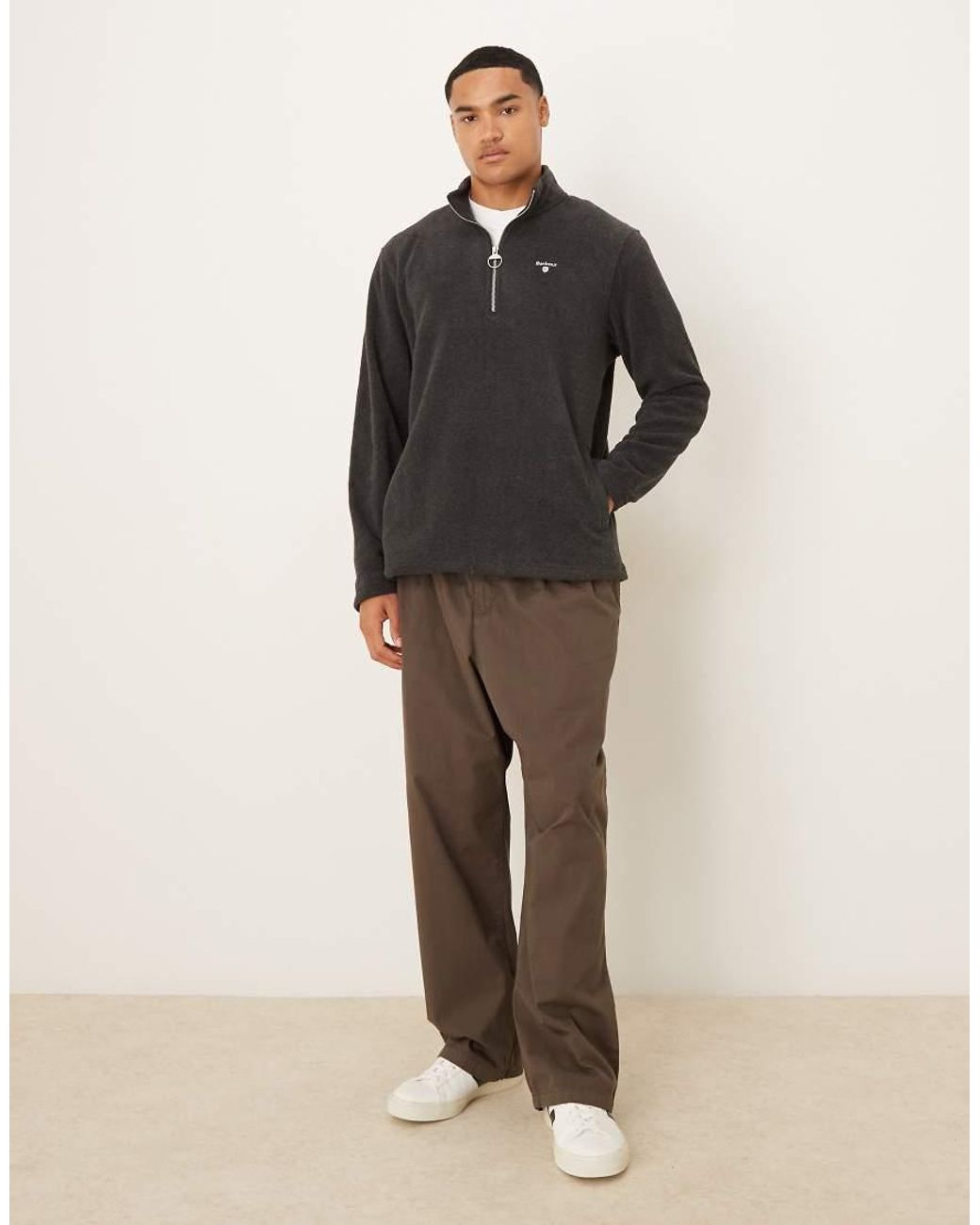 Barbour Gray Essentials Half Zip Fleece for men