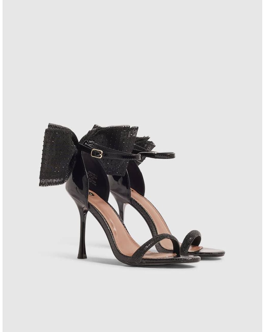 River Island Black Bow Strappy Heeled Sandals