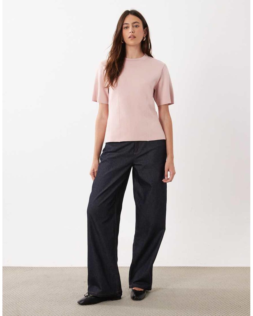 Mango Pink Compact Knit T-shirt