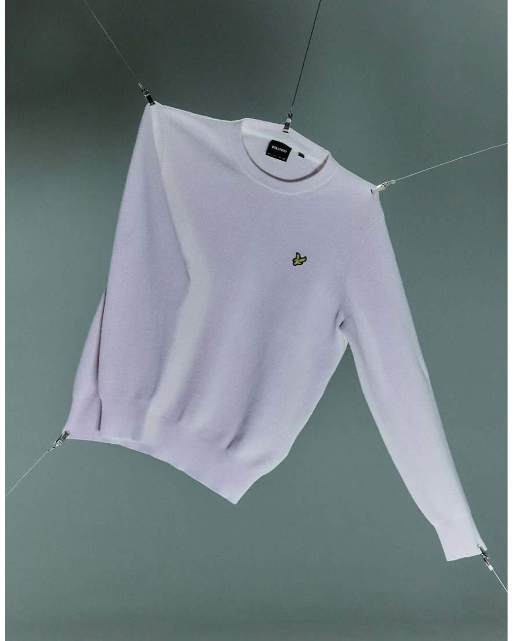 Lyle & Scott White Mid Knits Relaxed Uv Reactive Crew Neck Jumper for men
