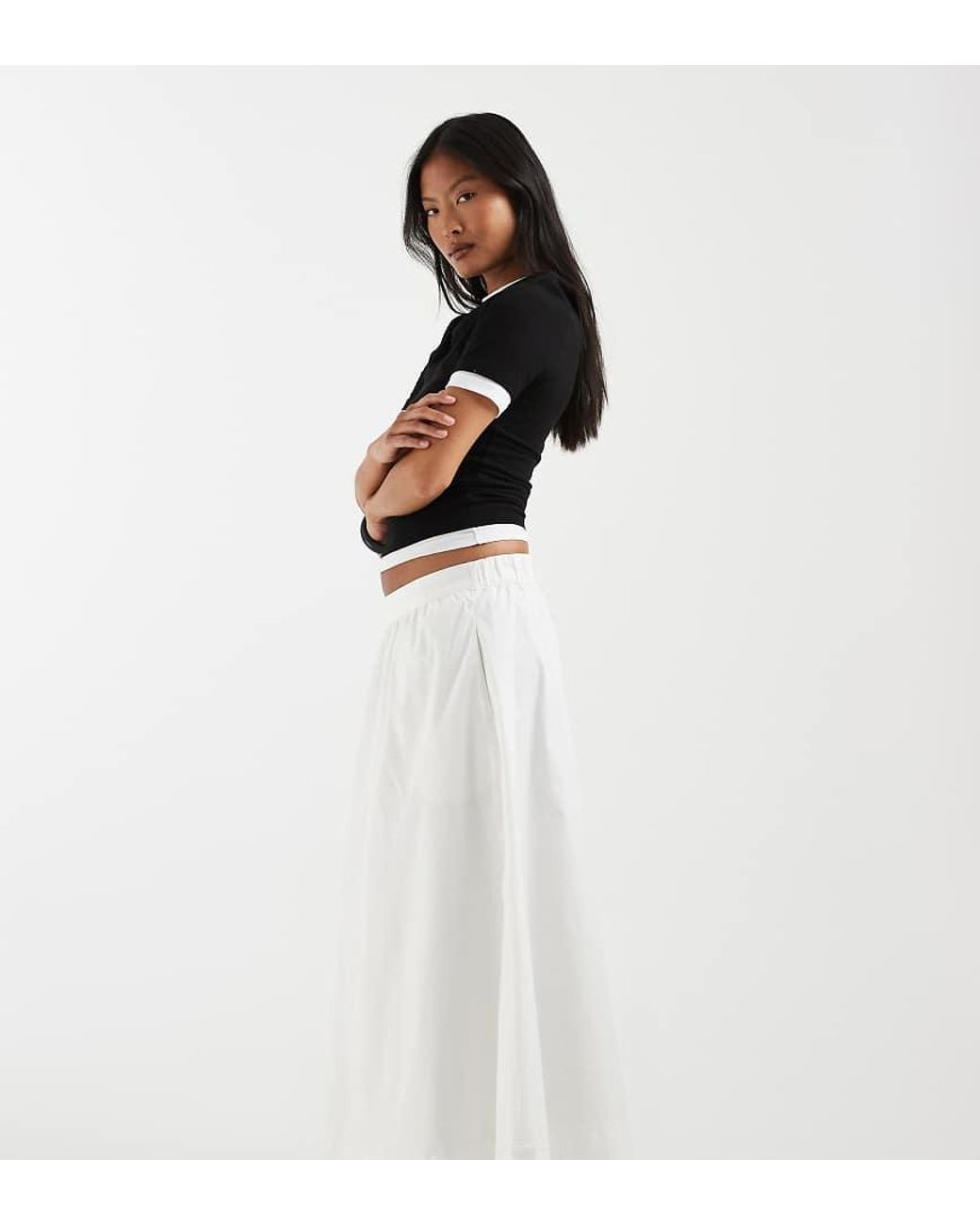 Vero Moda White Pull On Full Midi Skirt