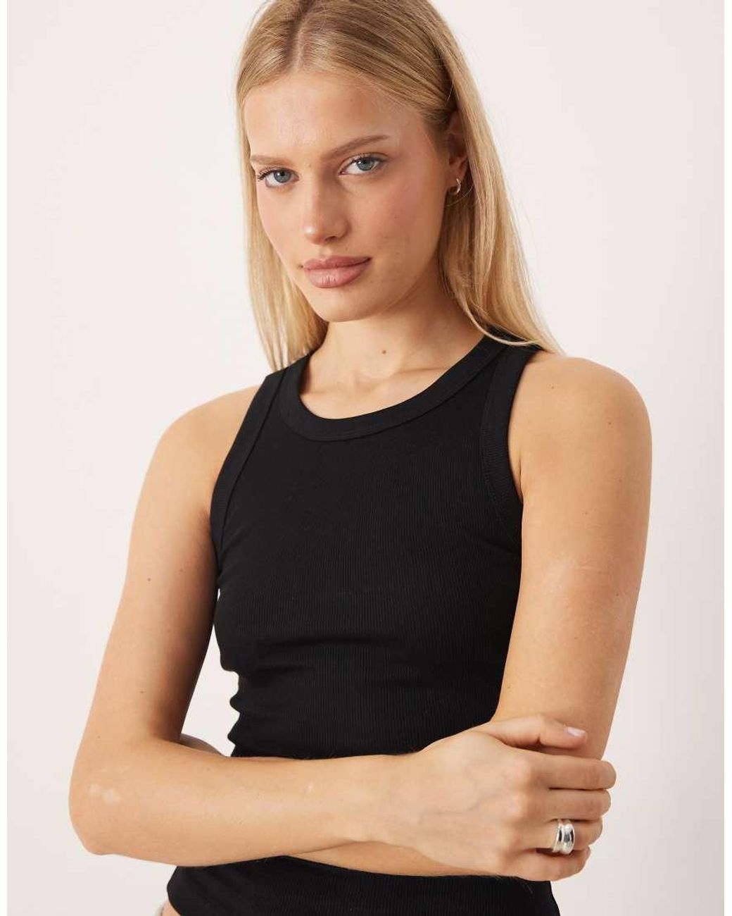Gina Tricot Black Fitted Rib Tank Top