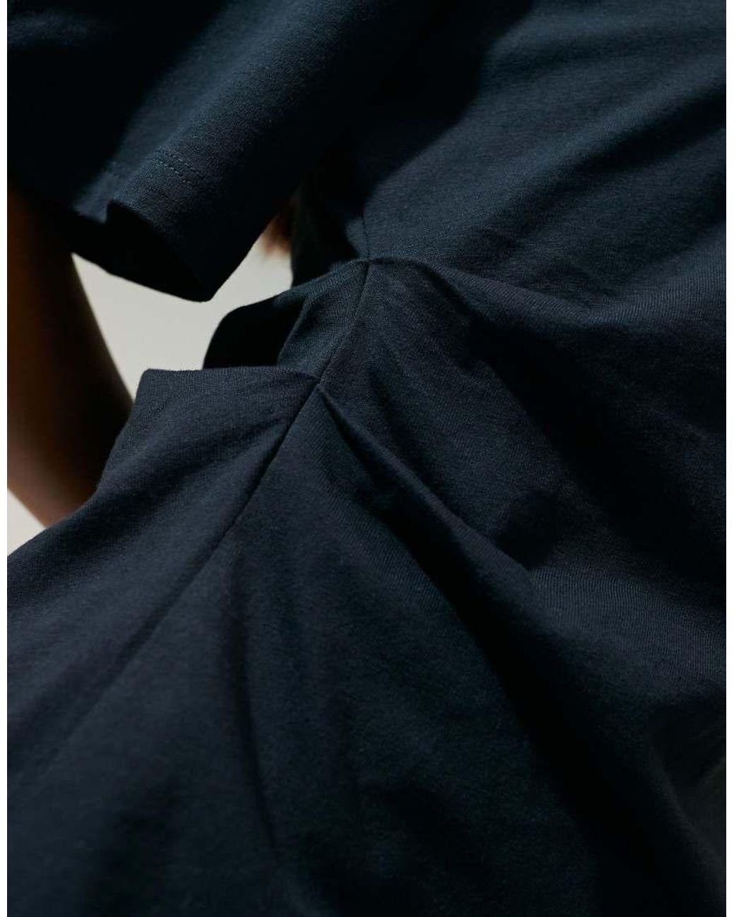 ASOS Black Short Sleeve With Pleated Cinched