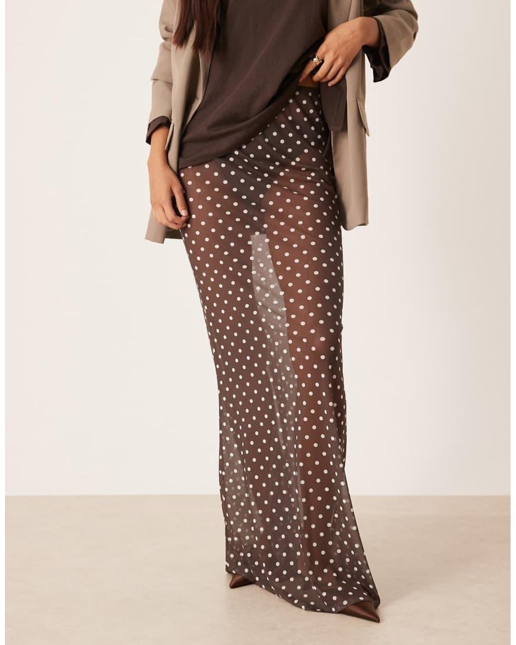 ASOS Natural Mesh Sheer Maxi Skirt