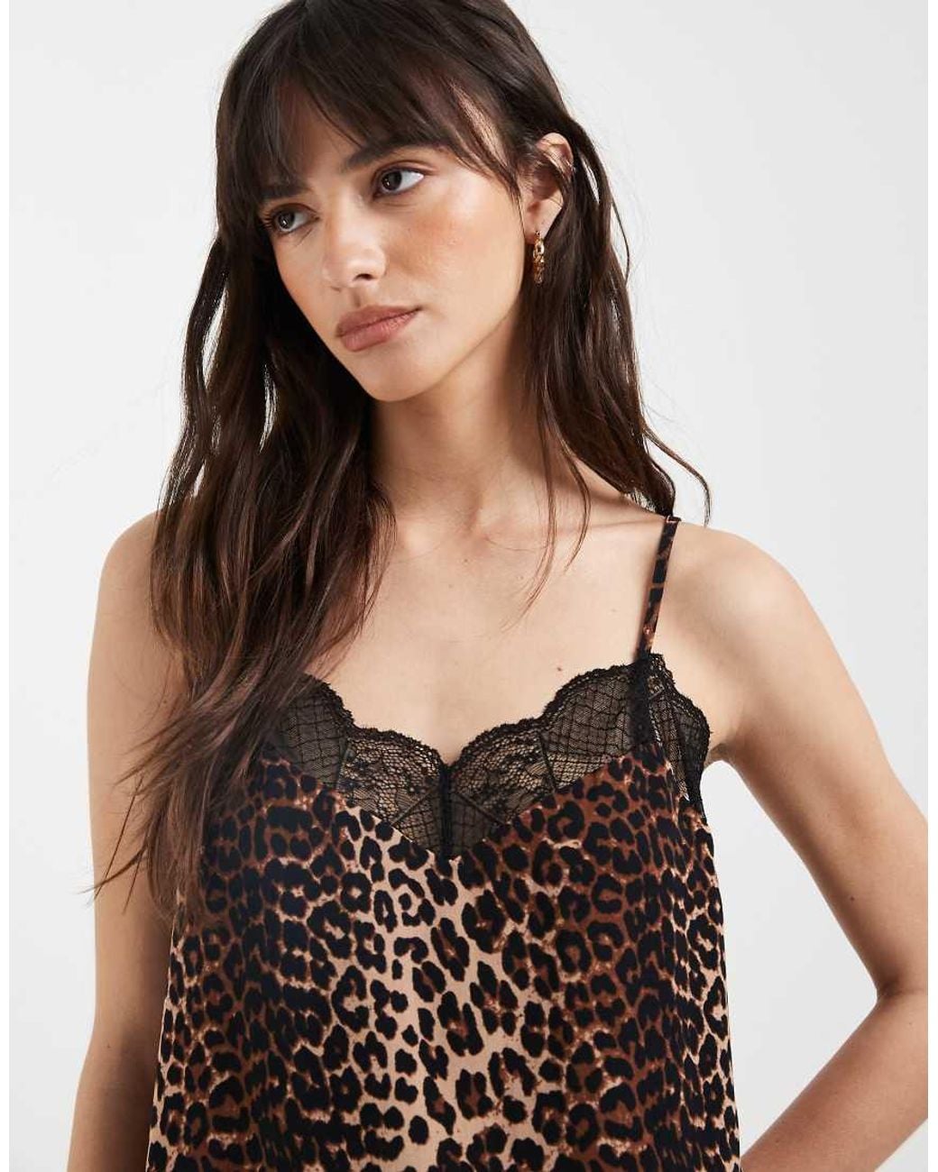 Pieces Black Cami Top With Lace Trim Detail