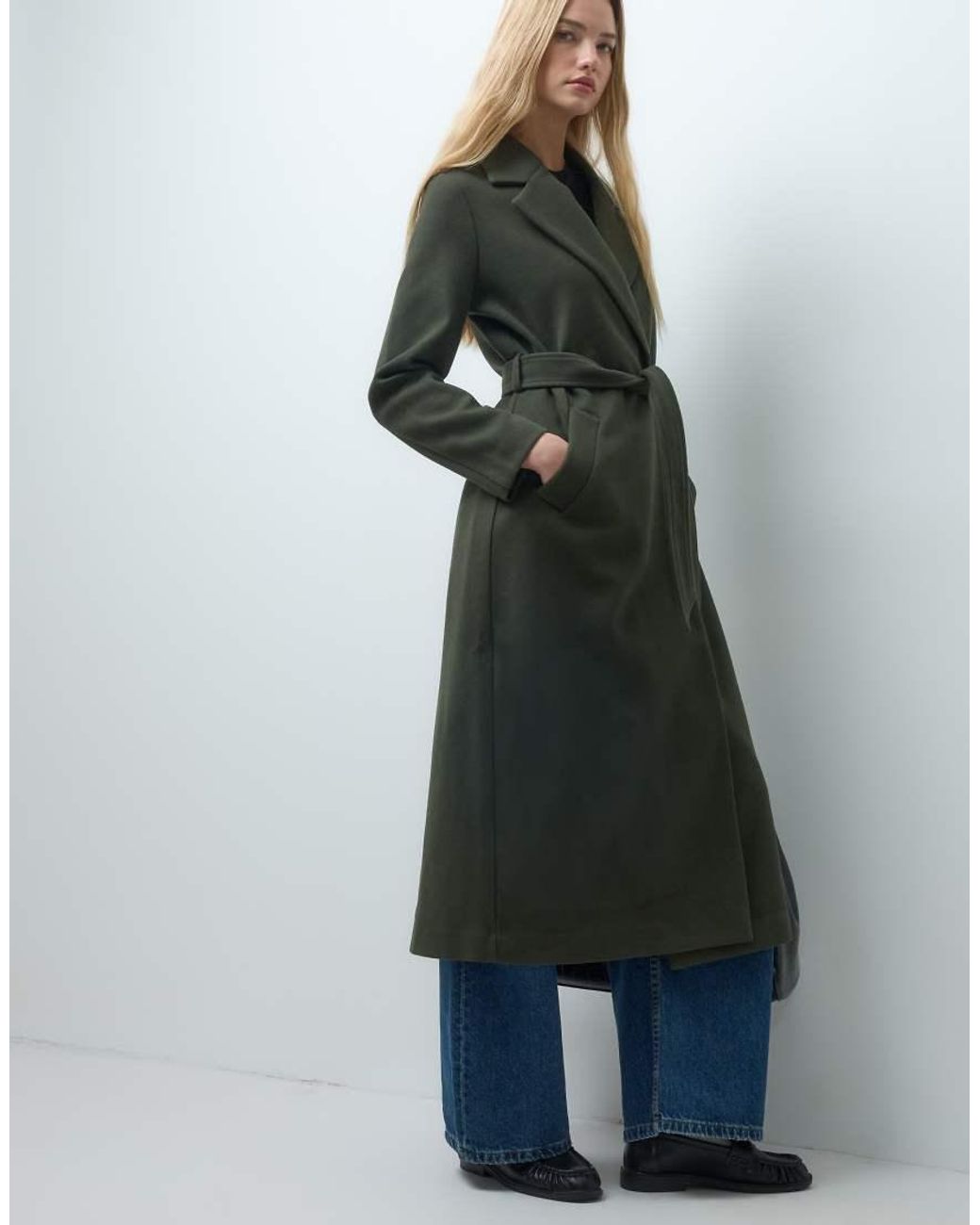 Vero Moda Green Belted Maxi Coat