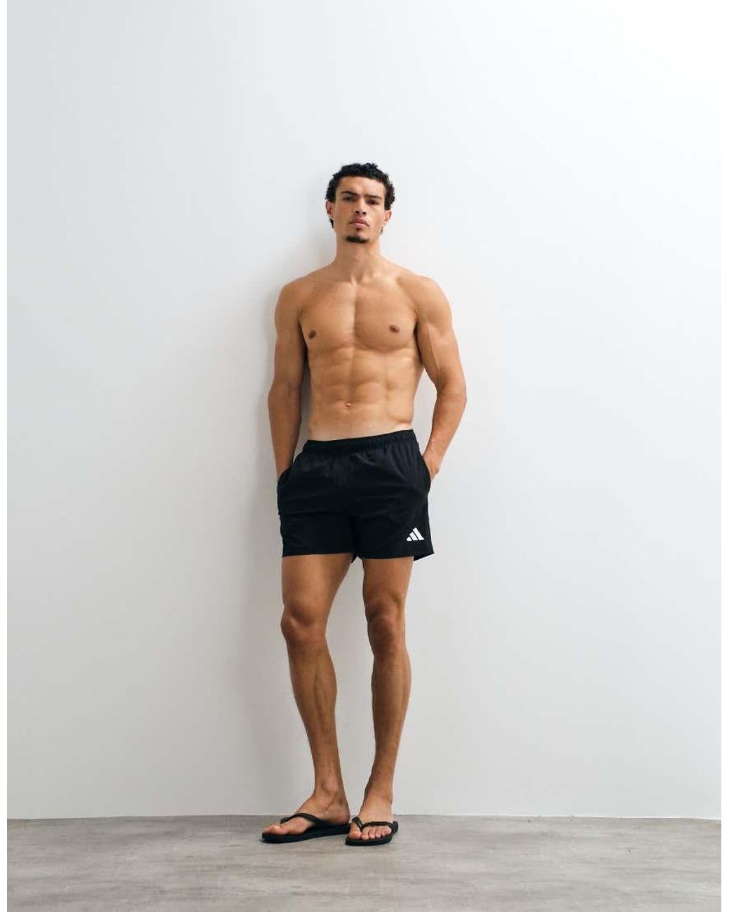 Adidas Originals Blue Adidas Training Essentials Swimshorts With 3 Stripes for men