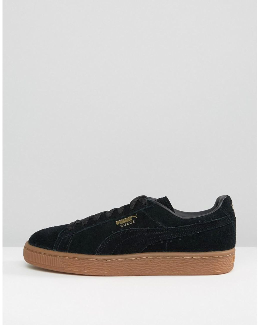 PUMA Black Suede Classic Trainers With Gum Sole | Lyst UK