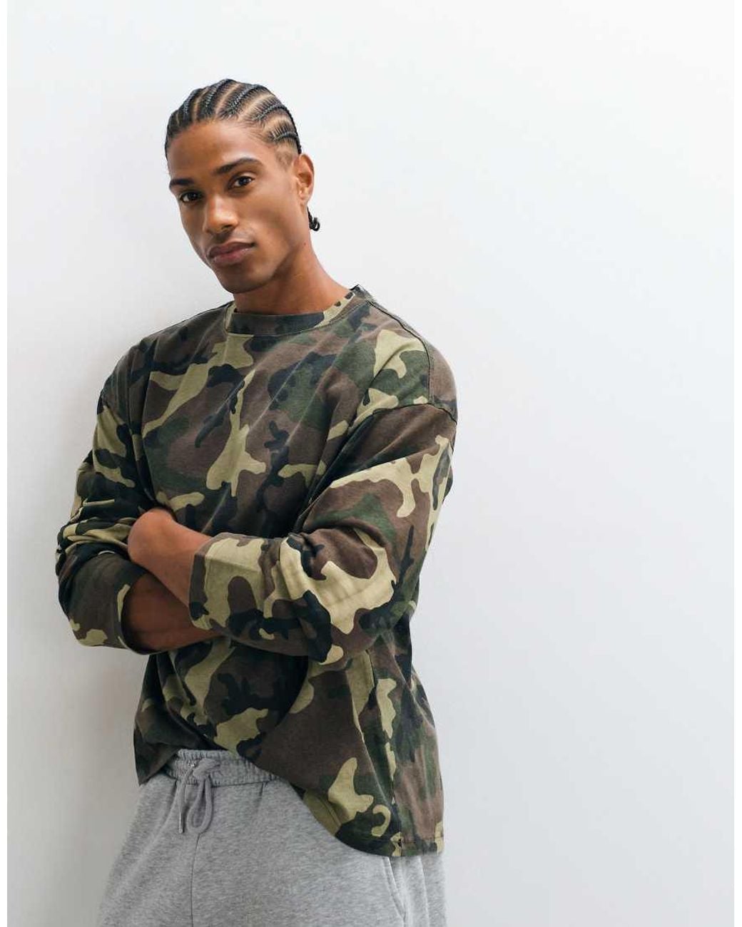 Weekday Gray Oversized Long Sleeve T-shirt for men