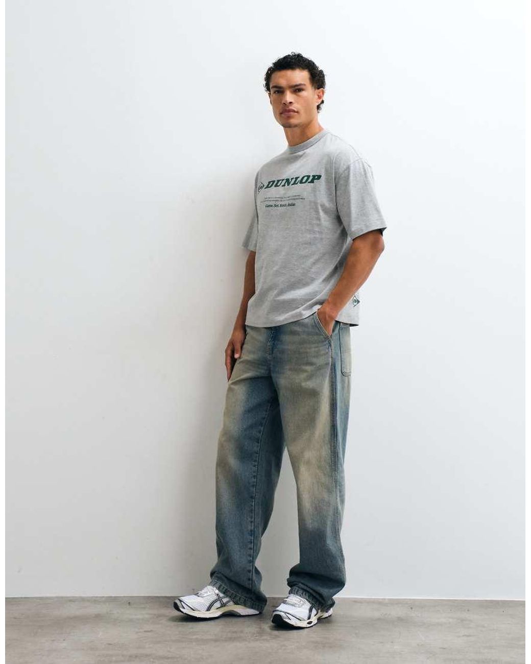 ASOS Gray Oversized Tee With Dunlop Tennis for men