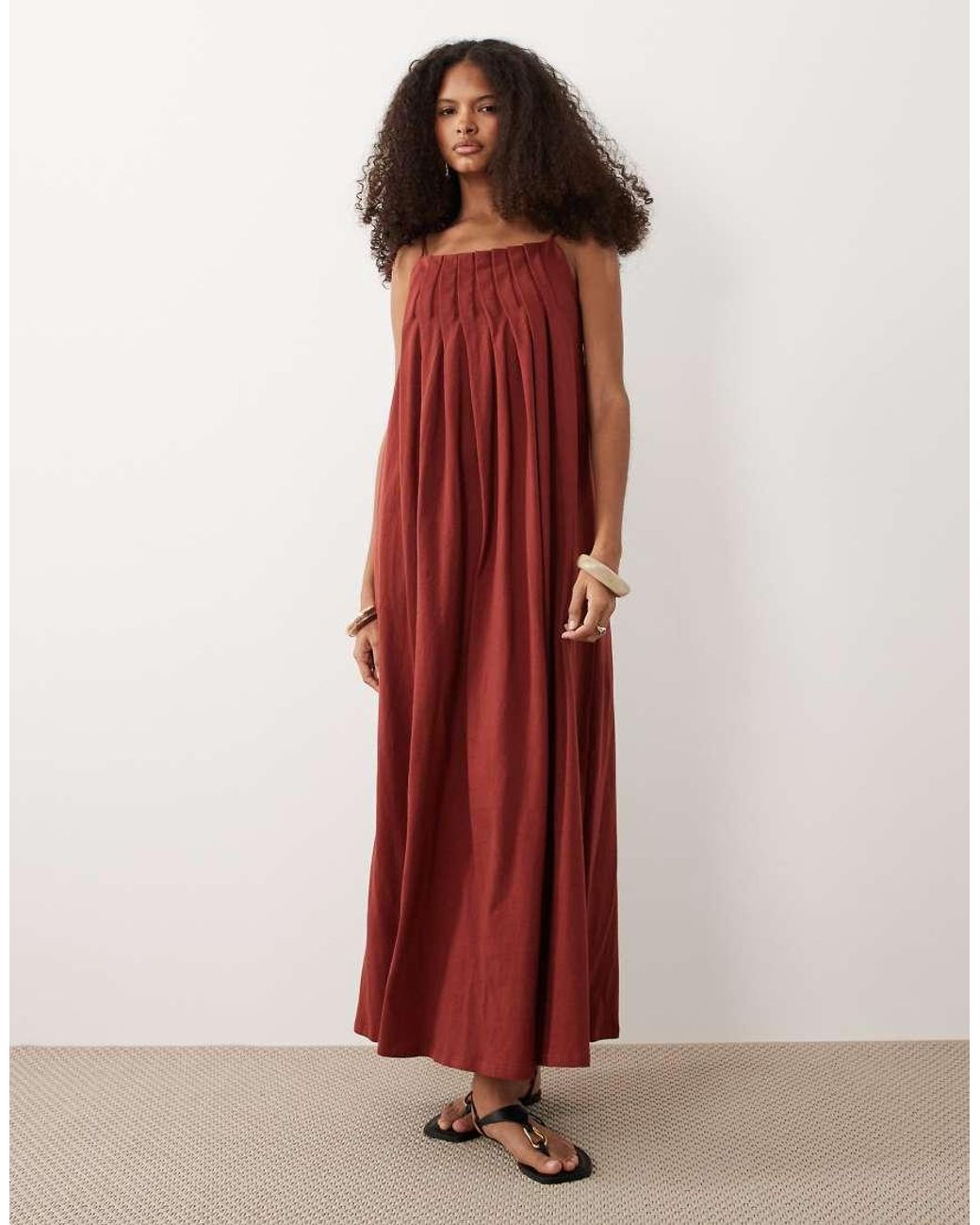ASOS Red Pleated Trapeze Dress