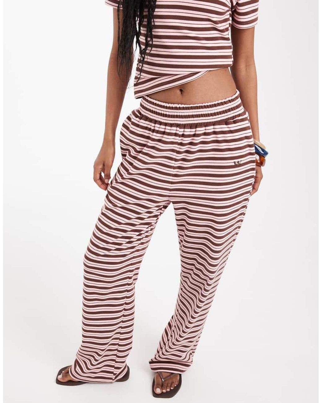 Wanderdoll Pink Frankie Premium Jersey Wide Leg Trousers Co-ord