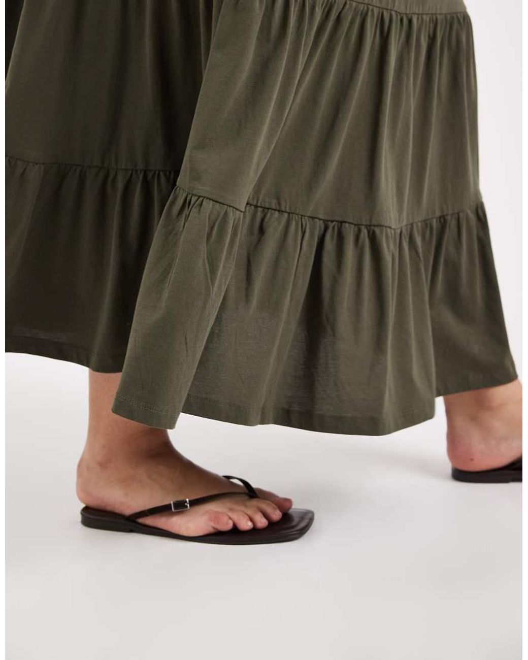ONLY Green Tiered Midaxi Skirt