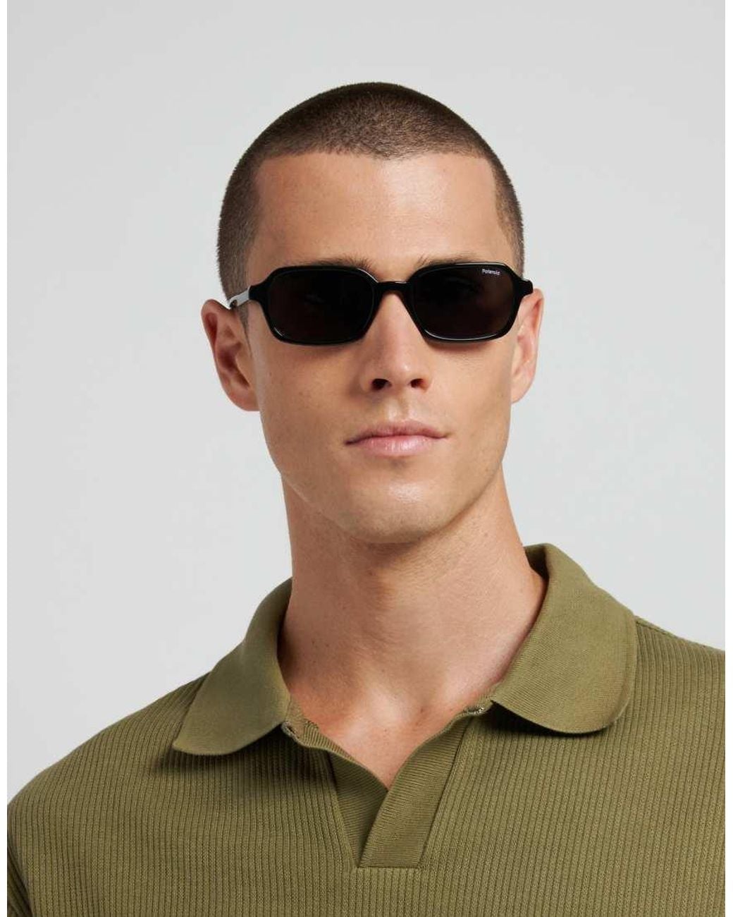 Polaroid Sunglasses Green Polaroid Sung Rectangular Sunglasses With Polarized Lenses for men