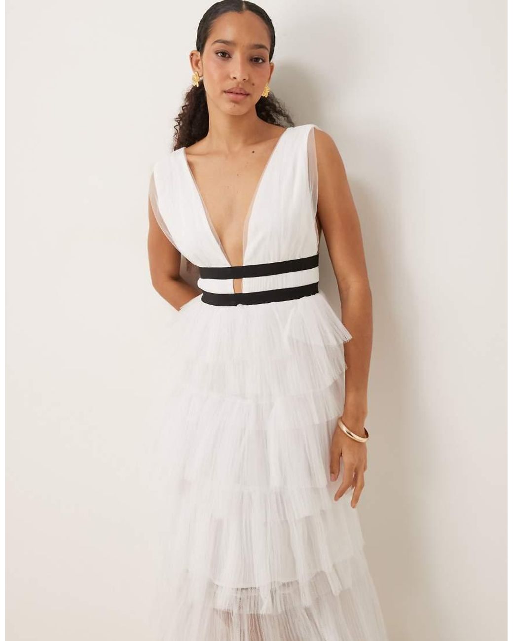 True Decadence Natural Tulle Maxi Dress