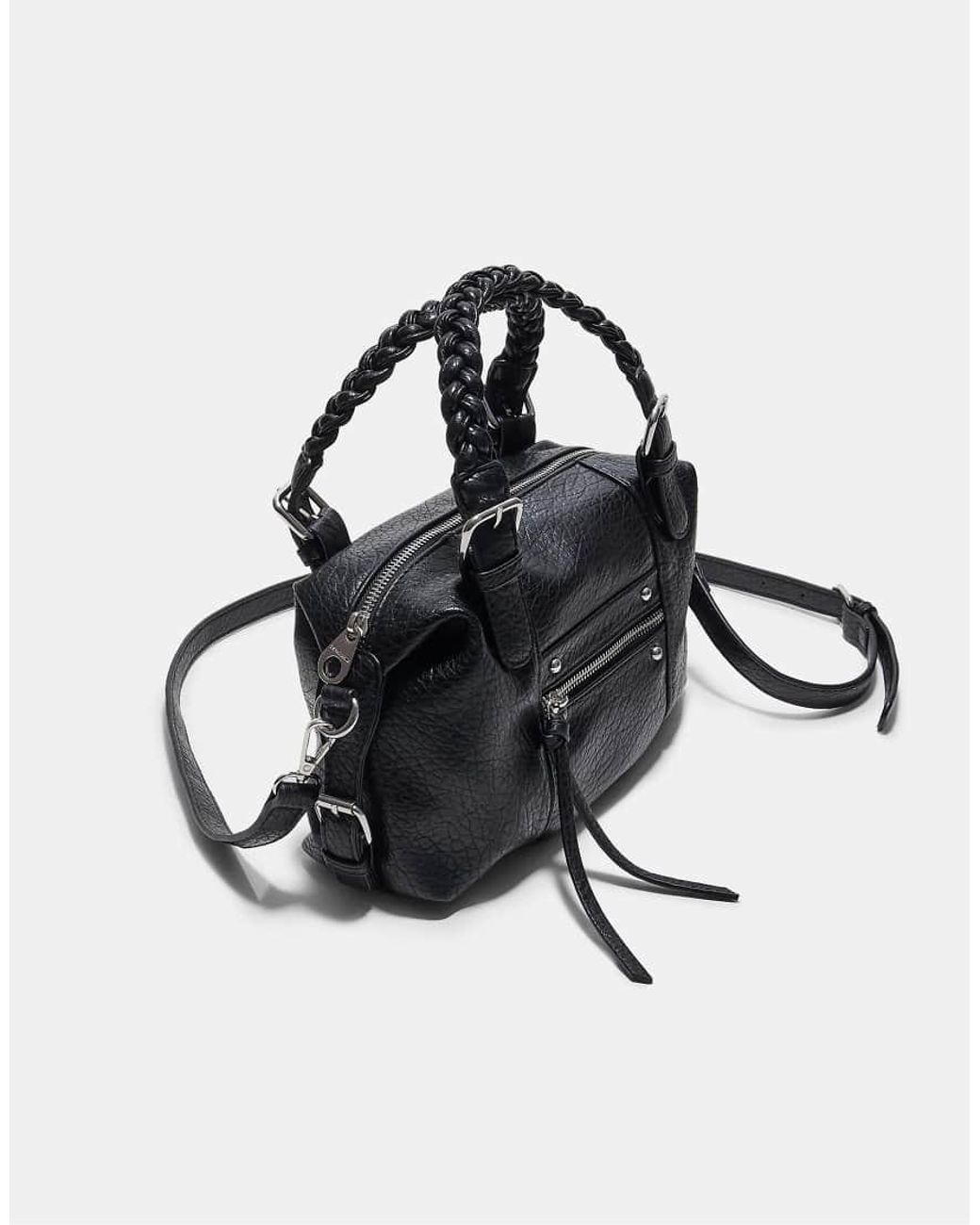 Stradivarius Black Braided Handle Bowling Bag