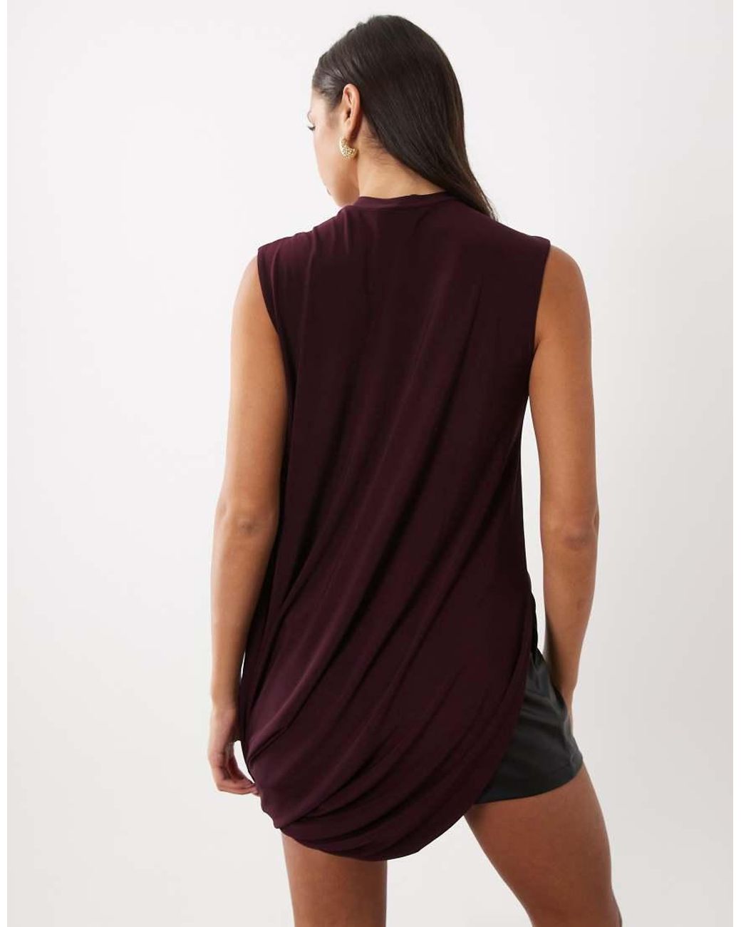 ASOS Purple Long Sleeve Draped Tunic Top