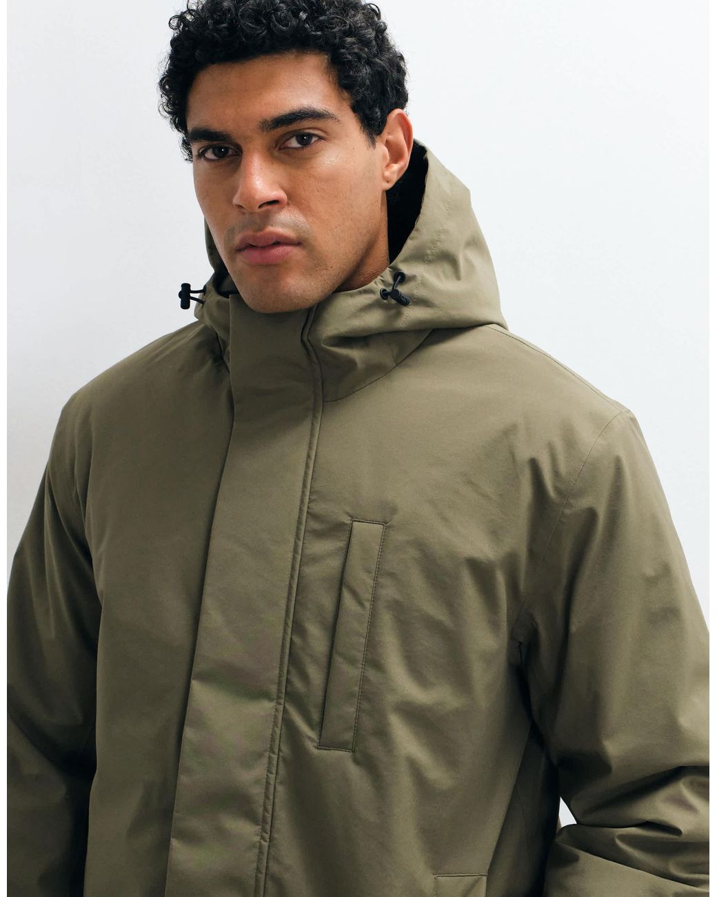 SELECTED Green Primaloft Waterproof Long Parka Jacket for men