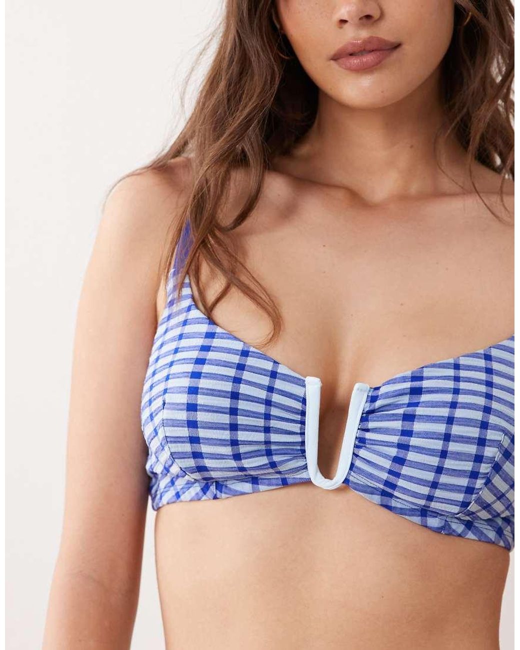 ASOS Blue Fuller Bust Gigi Textured U-wire Bikini Top