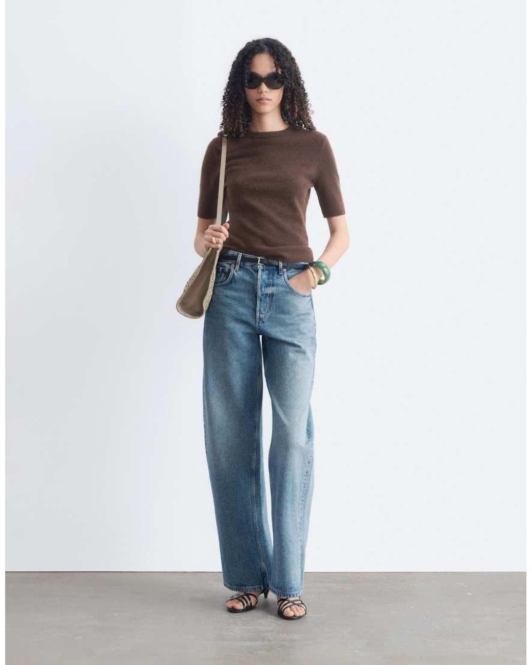 & Other Stories Blue Cashmere Fine Knit Top