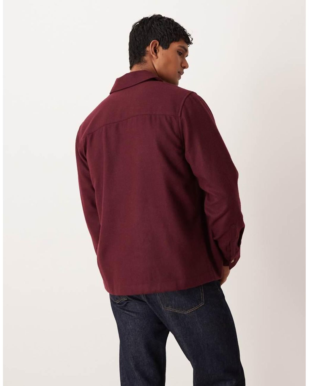 ASOS Red Wool Mix Overshirt for men