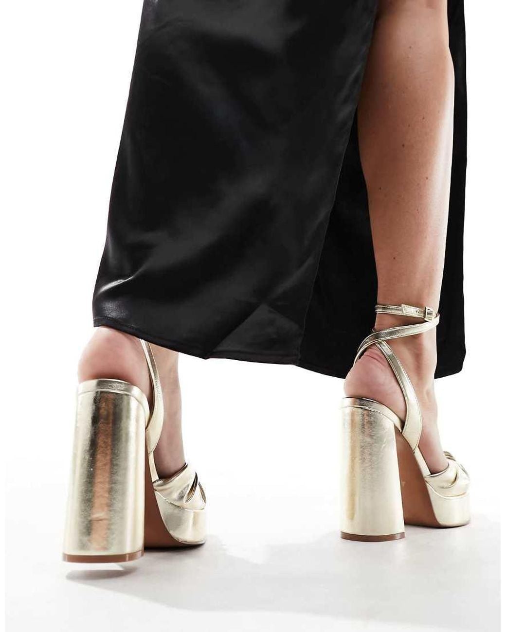 ASOS White Nikita Knotted Platform Heeled Sandals